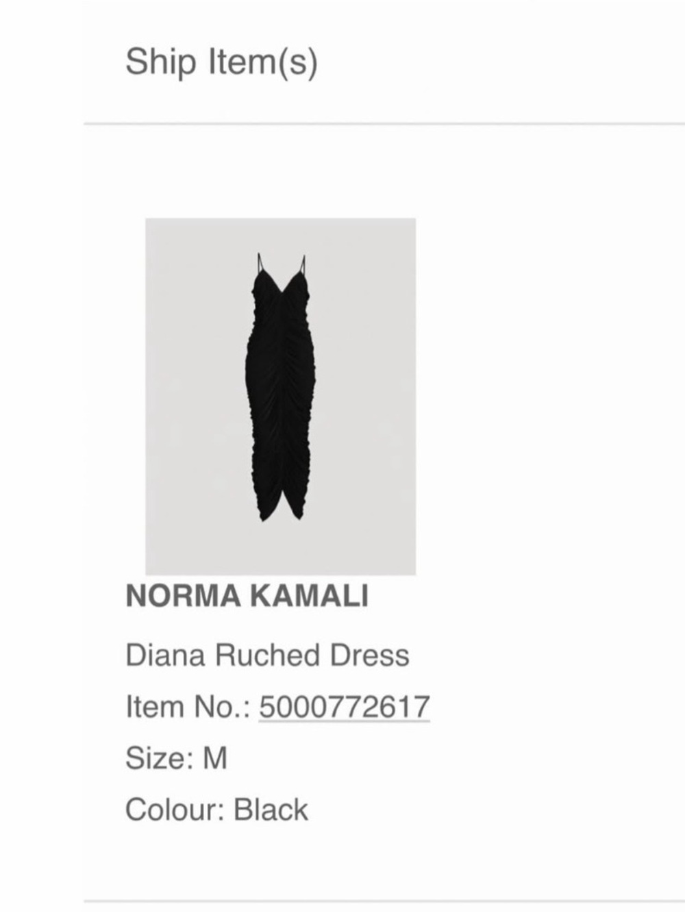 Norma Kamali Black Ruched Slip Dress